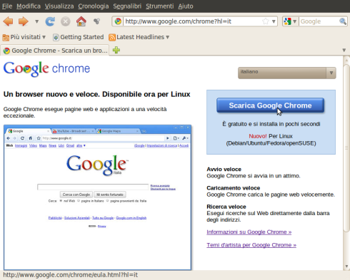 Sito Web di Google Chrome